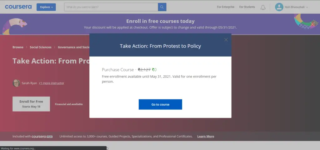Coursera Free Online Courses and Certificates for May 2021