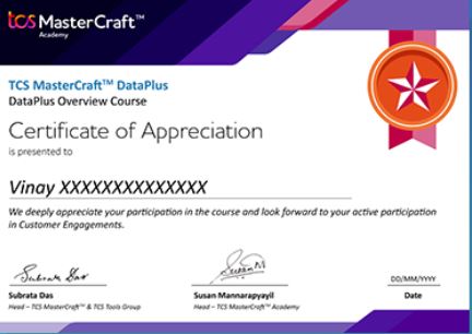 TCS MasterCraft DataPlus Certification
