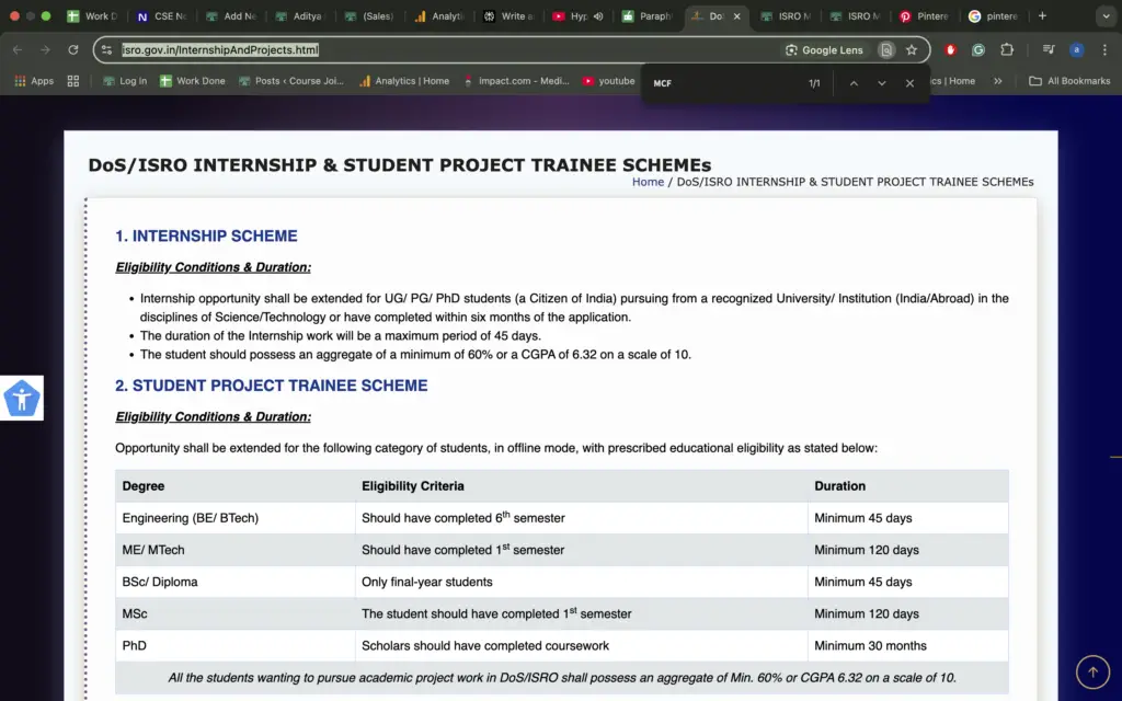 ISRO MCF Internship Opportunity Free Training For College Students ...