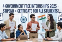 4 Government FREE Internships Offering FREE Stipend & Certificates in 2025