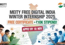 MeitY FREE Digital India Winter Internship Free Certificate + ₹10K Stipend! – Apply by 18 Nov