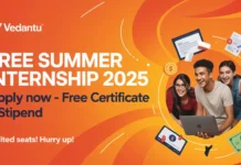 Vedantu FREE Summer Internship 2025: Apply Now for FREE Certificate + Stipend (Limited Seats!)